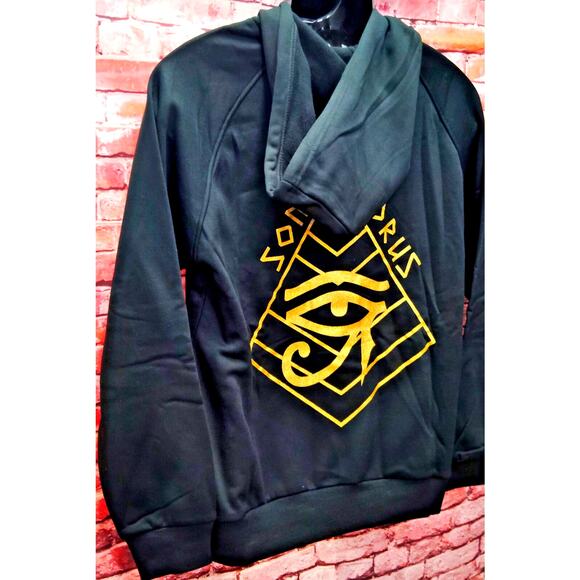 Sons Of Horus Hoodie Mens M Black Embroidered Logo kangaroo Pocket Drawstring - Picture 6 of 8